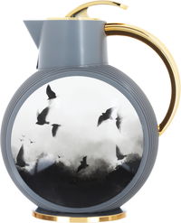 Al Jawhara thermos, dark gray, bird pattern, golden hand, 0.9 liters product image