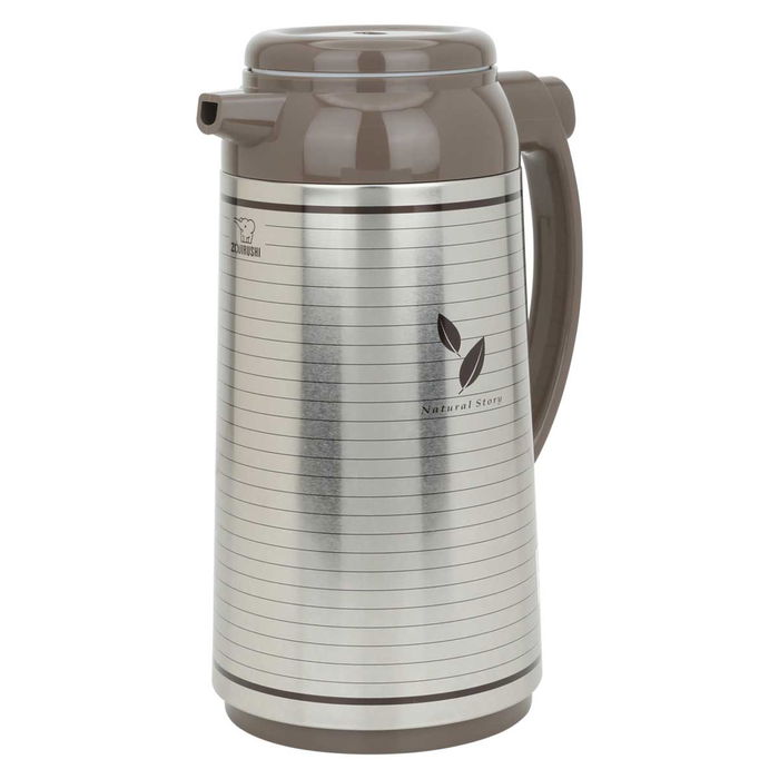 Japanese striped thermos silver steel image 1