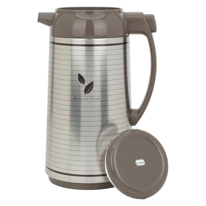 Japanese striped thermos silver steel image 3