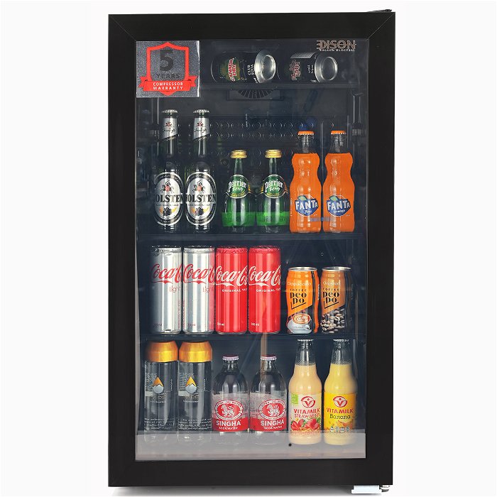 إديسون ثلاجة مشروبات ميني باب زجاج أسود 3.2 قدم 91 لتر image 1
