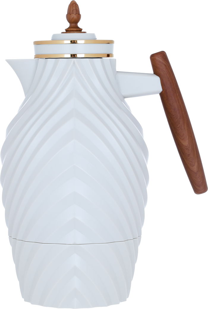 Noura thermos, light gray with a wooden handle, 1 liter image 1