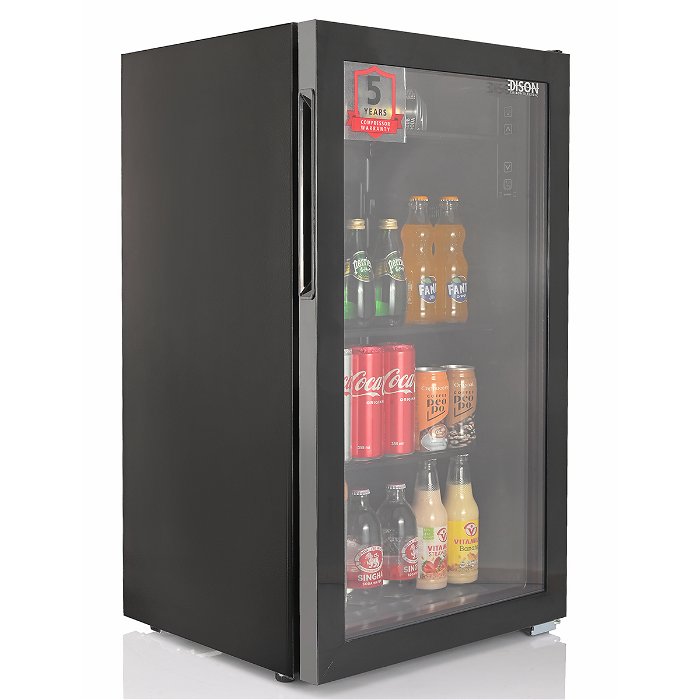 إديسون ثلاجة مشروبات ميني باب زجاج أسود 3.2 قدم 91 لتر image 3