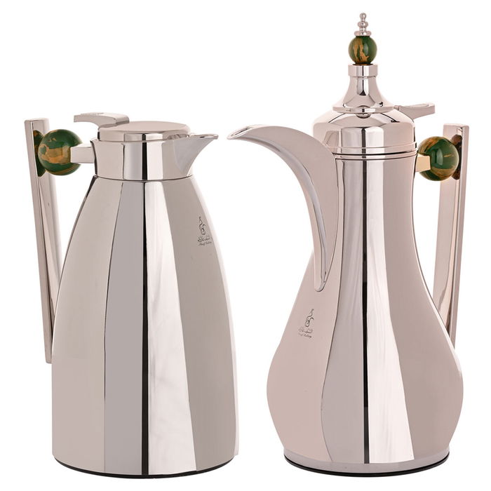 Alaa thermos set, nickel with green marble handle, 2 pieces image 1