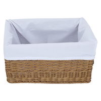 Rectangular brown wicker basket with fabric product image