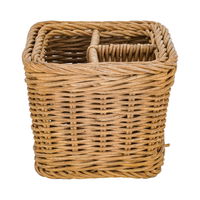 Square brown wicker basket divided into 3 boxes product image