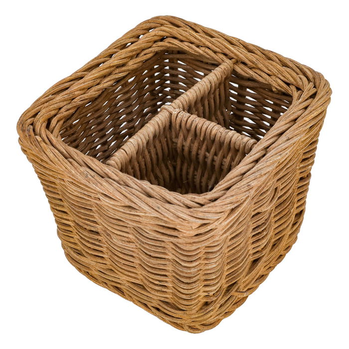 Square brown wicker basket divided into 3 boxes image 2