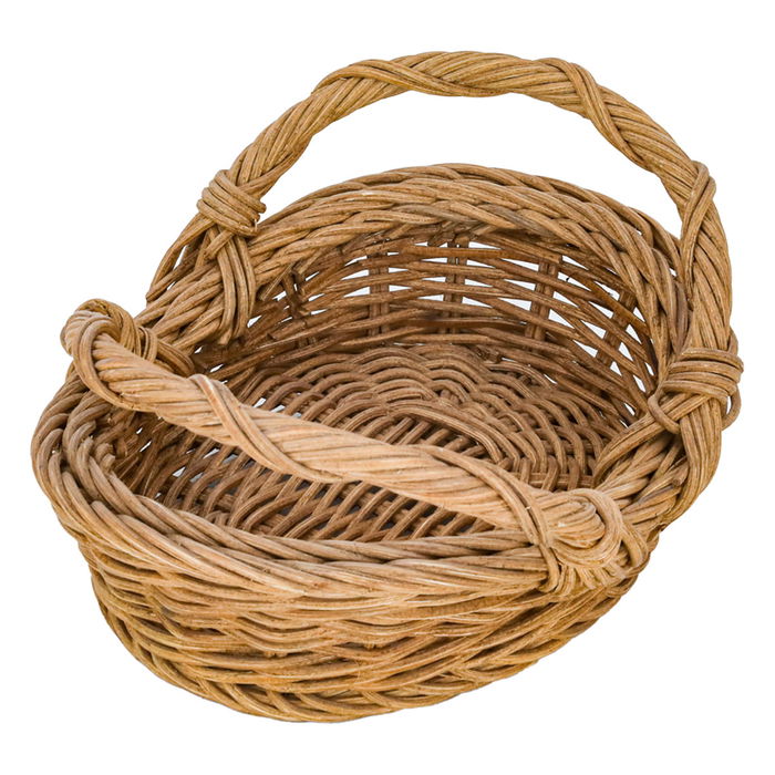 Oval brown wicker basket with small handle image 2