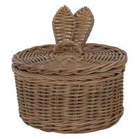 Round brown wicker basket with lid product image