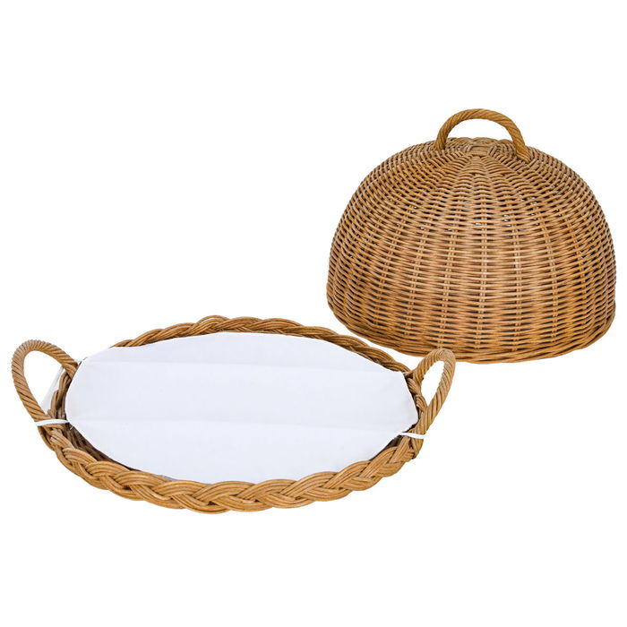 Round brown wicker basket with lid image 3