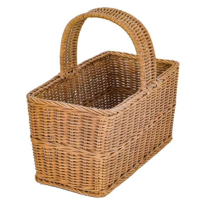 Brown wicker basket with handle image 1