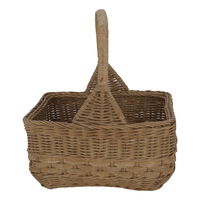 Rectangular brown wicker basket with handle product image