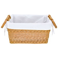 Rectangular brown wicker basket with handle product image