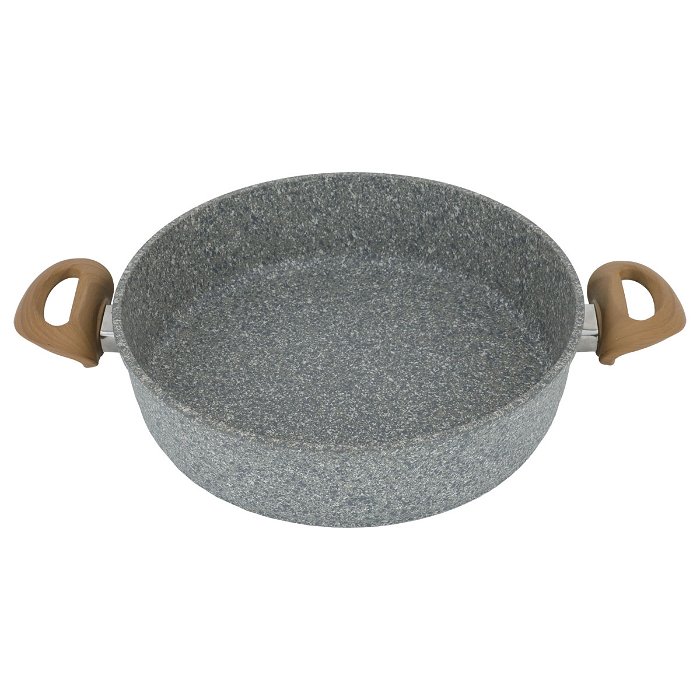 Light grey Turkish granite pots set with glass lid with light wooden silicone handle 9 pieces image 3