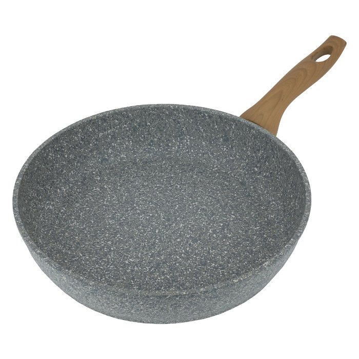 Light grey Turkish granite pots set with glass lid with light wooden silicone handle 9 pieces image 6