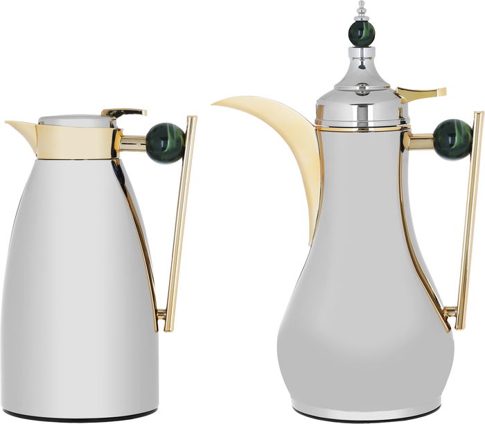 Alaa thermos set, nickel-plated, olive-marbled, golden, two pieces image 1