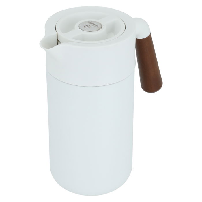Tara thermos, white, wooden handle, push button, 1.2 liter image 1