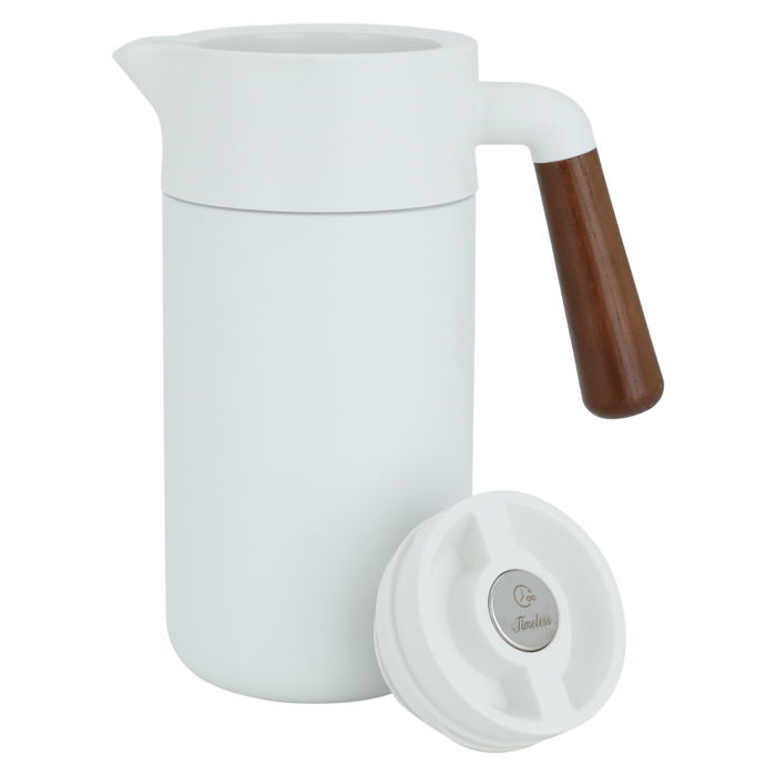Tara thermos, white, wooden handle, push button, 1.2 liter image 2