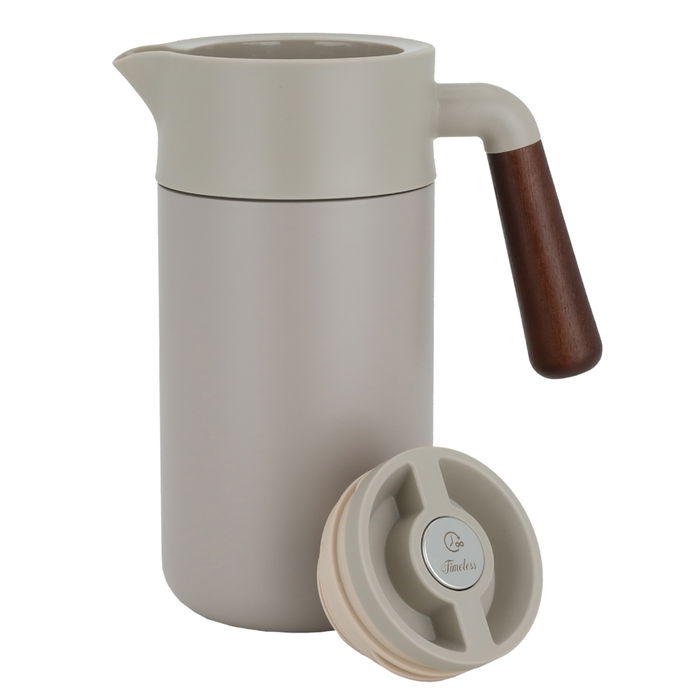 Tara thermos, brown with wooden handle, with push button, 1.2 liter image 2