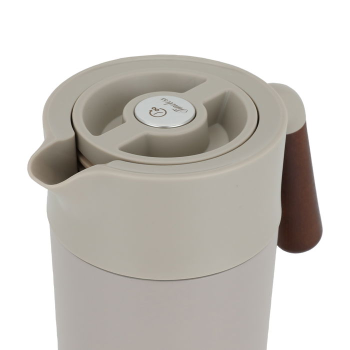 Tara thermos, brown with wooden handle, with push button, 1.2 liter image 4