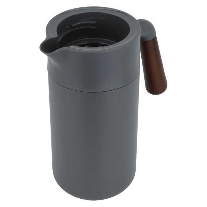 Tara thermos dark gray with wooden handle, with push button, 1.2 liter image 3