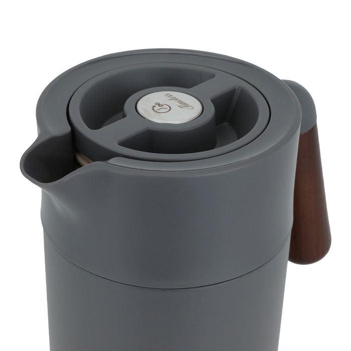 Tara thermos dark gray with wooden handle, with push button, 1.2 liter image 4