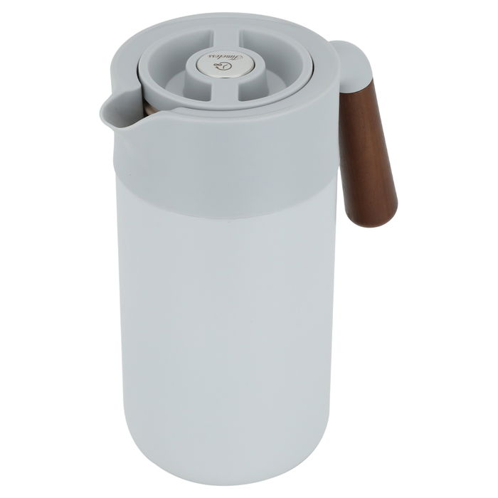 Tara thermos, light gray, with wooden handle, with push button, 1.2 liter image 1