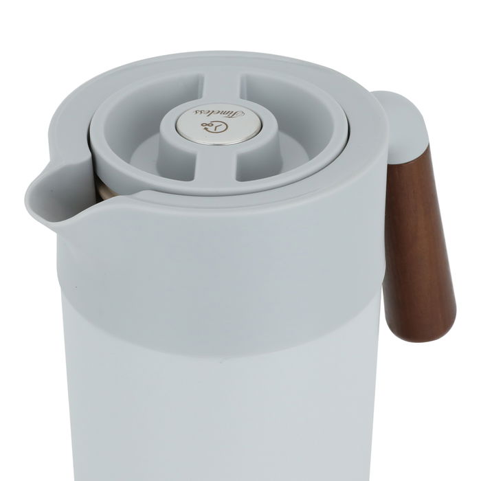 Tara thermos, light gray, with wooden handle, with push button, 1.2 liter image 4