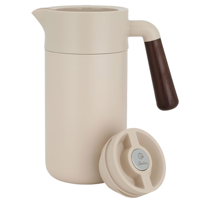 Tara thermos, light brown, with wooden handle, with push button, 1.2 liter image 2