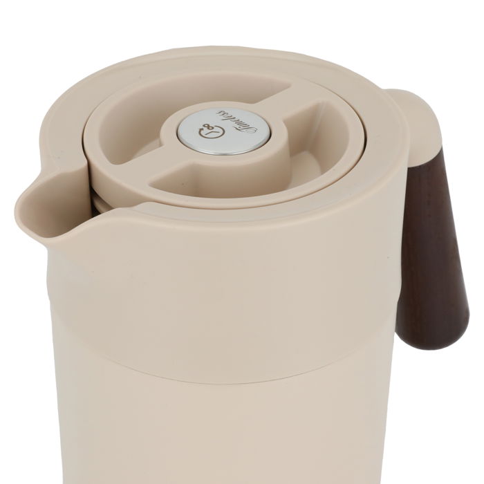 Tara thermos, light brown, with wooden handle, with push button, 1.2 liter image 4