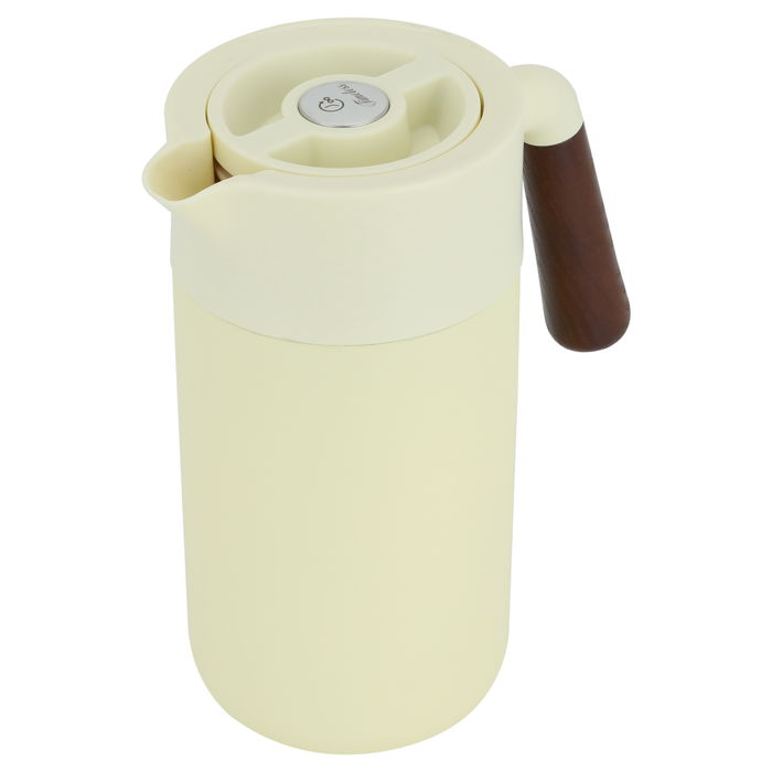 Tara thermos, light lemon, wooden handle, push button, 1.2 liter image 1