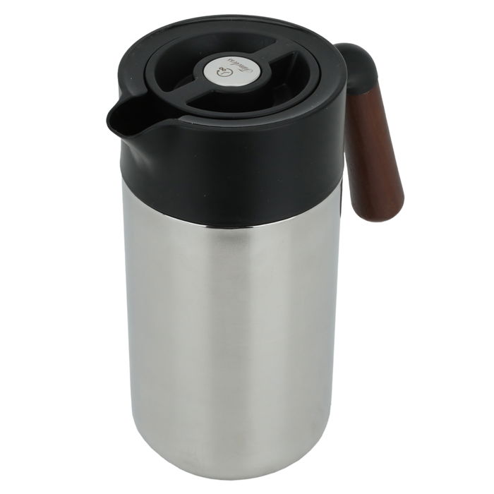 Tara thermos, silver, with wooden handle, with a push button, 1.2 liters image 1