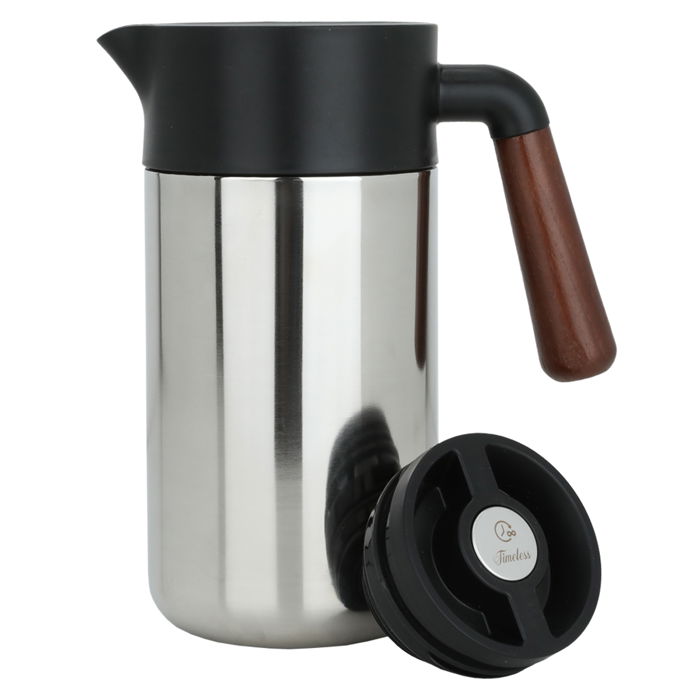 Tara thermos, silver, with wooden handle, with a push button, 1.2 liters image 2