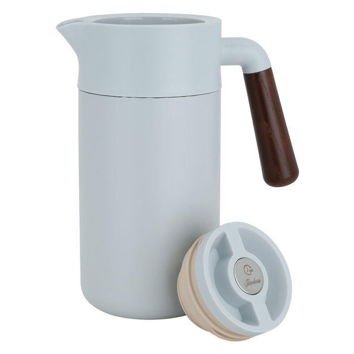 Tara thermos, light blue, wooden handle, push button, 1.2 liter image 2