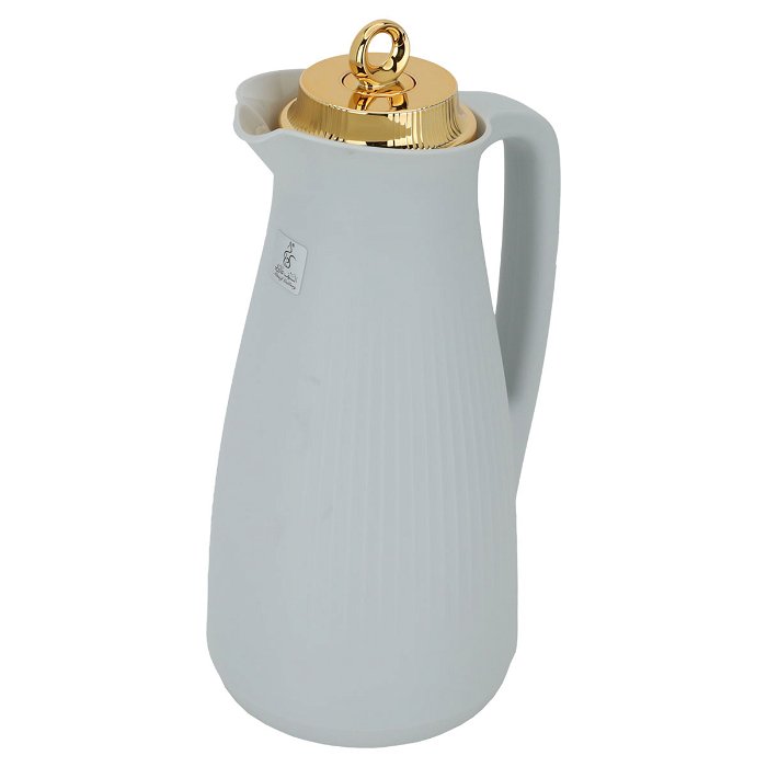 Manal timeless thermos, light gray with a golden lid, 1-liter push button image 2