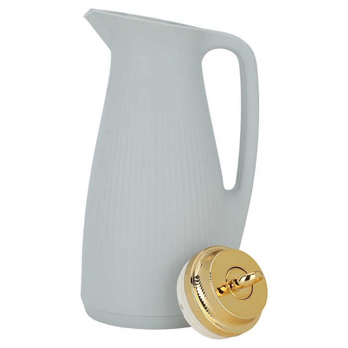 Manal timeless thermos, light gray with a golden lid, 1-liter push button image 3