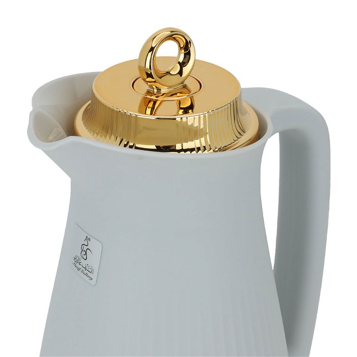 Manal timeless thermos, light gray with a golden lid, 1-liter push button image 5