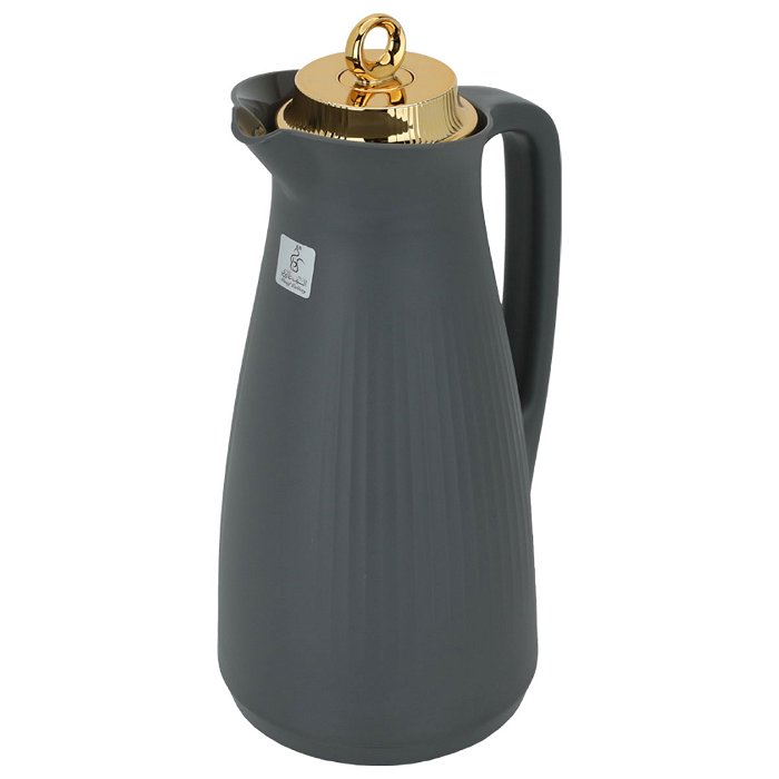 Manal timeless thermos, dark gray with golden cover, with push button, 1 liter image 2