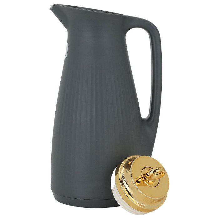 Manal timeless thermos, dark gray with golden cover, with push button, 1 liter image 3