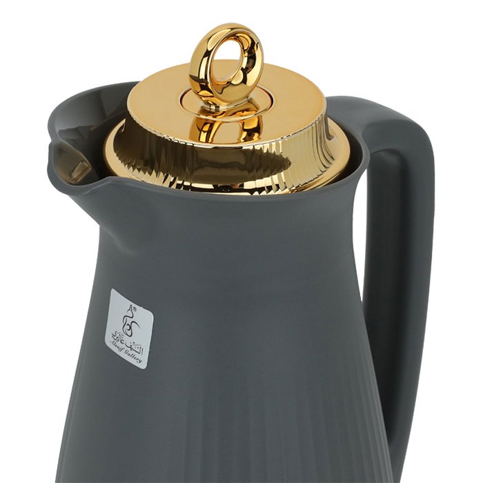 Manal timeless thermos, dark gray with golden cover, with push button, 1 liter image 5