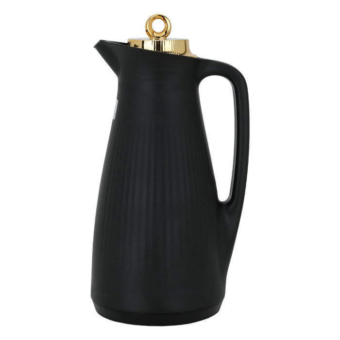 Manal timeless thermos, black with a golden lid, 1-liter push button image 1