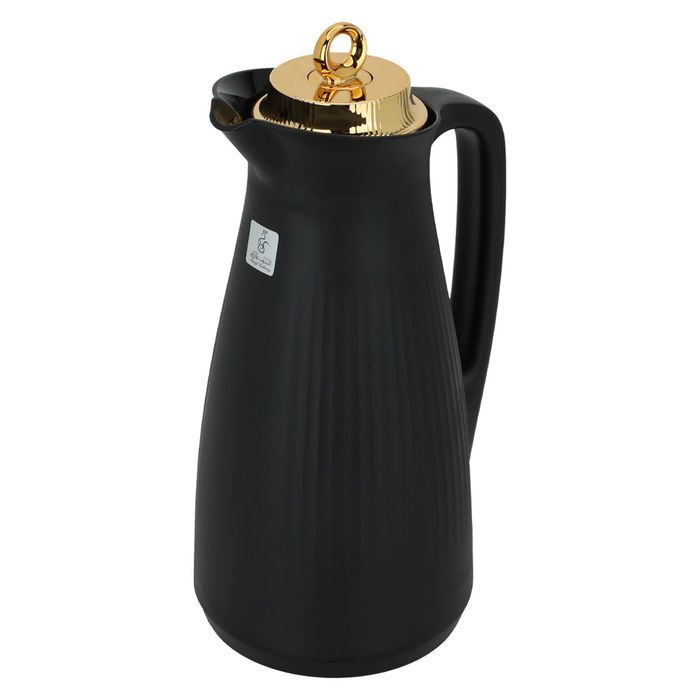 Manal timeless thermos, black with a golden lid, 1-liter push button image 2