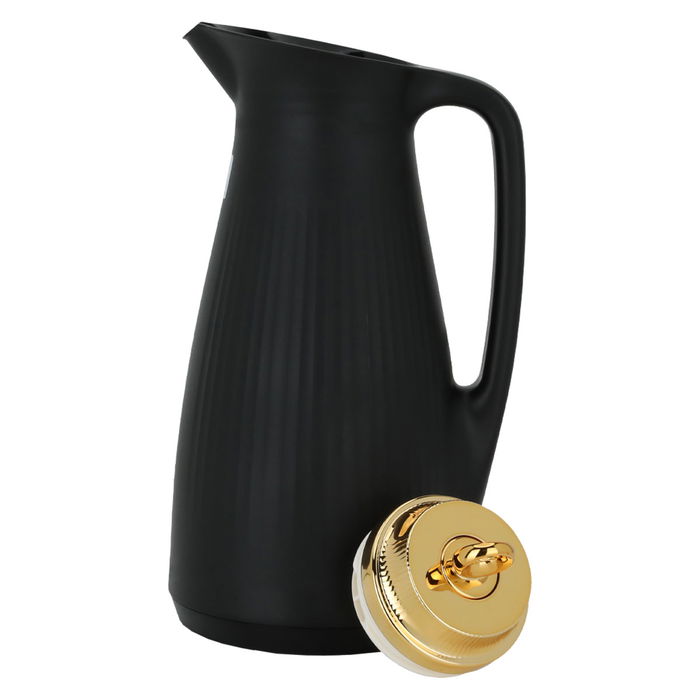 Manal timeless thermos, black with a golden lid, 1-liter push button image 3