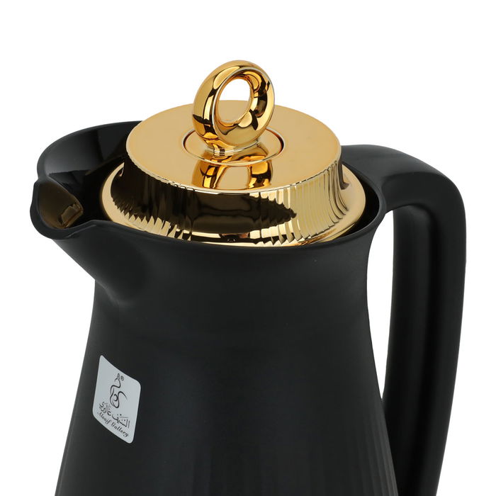 Manal timeless thermos, black with a golden lid, 1-liter push button image 5