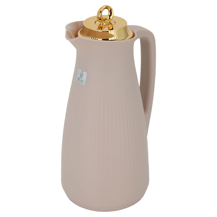 Manal timeless thermos, light brown with a golden lid, 1-liter push button image 2