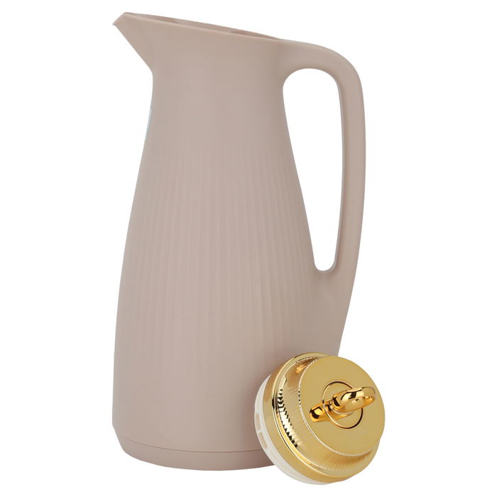 Manal timeless thermos, light brown with a golden lid, 1-liter push button image 3