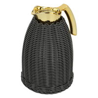 Rattan thermos, dark gray wicker with a golden handle, 1.5 liter product image