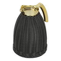 Rattan thermos, dark gray wicker with a golden handle, 1 liter product image