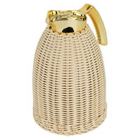 Rattan thermos, light beige wicker with a golden handle, 1.5 liter product image