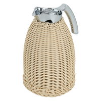 Rattan thermos, light beige wicker with silver handle, 1.5 liter product image