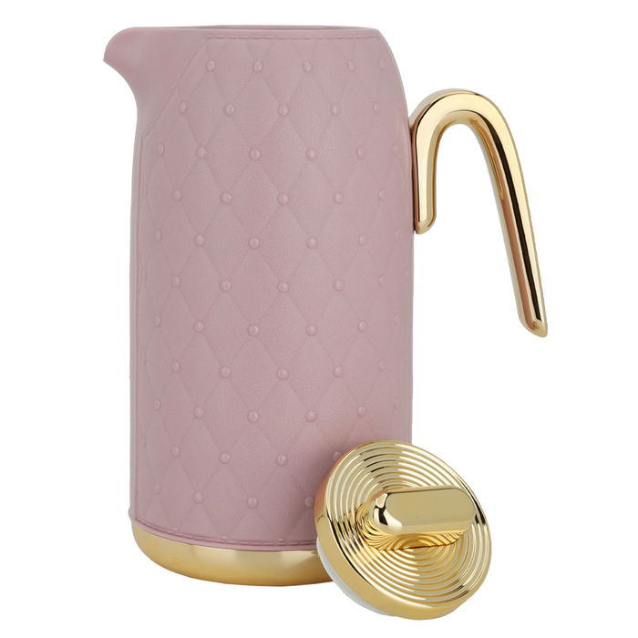 Timeless rattan thermos, dark pink, with a golden handle, 1 liter image 3